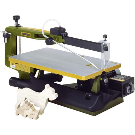 Proxxon – Scie à chantourner 205 W – Course de 18 mm – Pour bois dur et plexiglas – Dispositif d'aspiration intégré – Table 400 x 250 mm