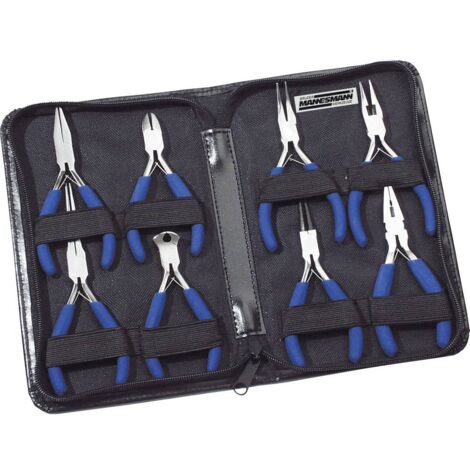 Brüder Mannesmann – Jeu de pinces pour électronique et mécanique de précision – Lot de 8 pinces avec ressort double – Poignées antidérapantes – Tête polie chromée