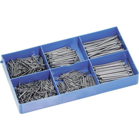 Assortiment de clous à tête d'homme 750 pièces – 6 tailles de 20 à 55mm – Finition galvanisée – Coffret plastique inclus – Sonstige - C58228