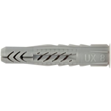 Fischer – Chevilles nylon ux avec collerette – Longueur 8 cm – Charge maximale 50 kg – Pour béton armé et murs pleins – Vendu par boîte