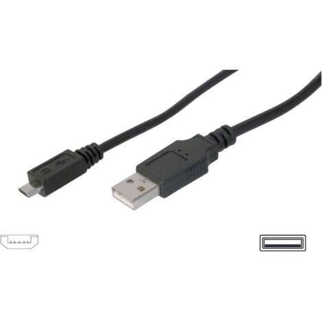 Digitus Câble USB USB 2.0 USB-A mâle, USB-Micro-B mâle 1.80 m noir AK-300110-018-S R42890 (1/2)