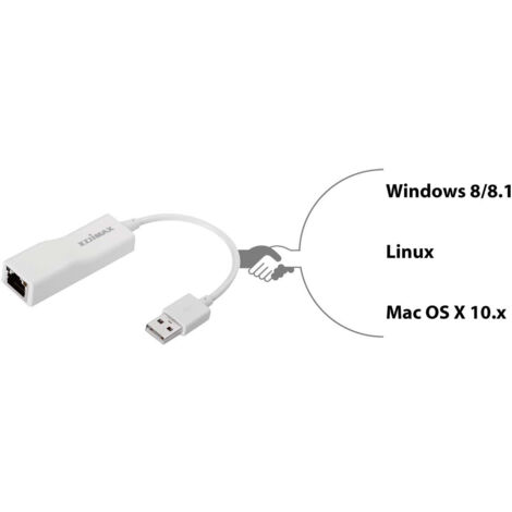 Adaptateur USB Vers Ethernet Edimax EU-4208 - 10/100 Mbit/s, Plug & Play - Pour Ultrabooks, PC Adaptateur USB 2.0 Ethernet