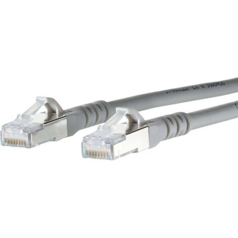 Metz Connect 130845A533-E RJ45 Câble réseau, câble patch CAT 6a S/FTP 15.00 m gris avec cliquet d'en (1/3)