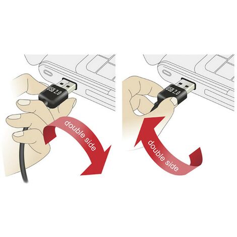 Delock Câble USB USB 2.0 USB-A mâle, USB-B mâle 1.00 m noir connecteur utilisable des deux cotés, contacts dorés 83358 V746181