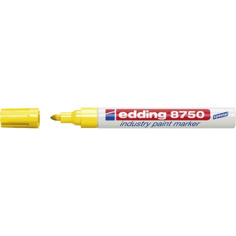 Edding – Marqueur industriel jaune 8750 – Encre opaque permanente pour surfaces huileuses et poussiéreuses – Épaisseur de trait 2-4 mm