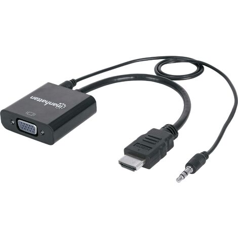 Adaptateur TV, écran Manhattan 151559 [1x HDMI mâle - 1x VGA femelle, Jack femelle 3.5 mm] noir (1/2)