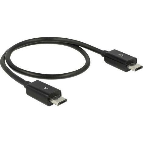 Delock Câble USB USB 2.0 USB-Micro-B mâle, USB-Micro-B mâle 0.30 m noir avec fonction OTG 83570 Y522461