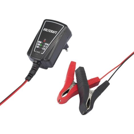 Voltcraft – Chargeur pour batteries au plomb 1406342 6 V et 12 V – Courant de charge 1 A – Longueur câbles 1,8 m – Protection surcharge
