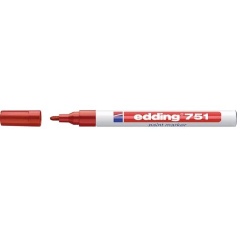 Marqueur peinture pointe ogive, référence 751, diamètre pointe 1-2 mm, coloris rouge - EDDING