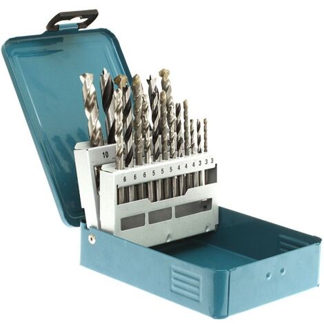 Makita – Coffret de 18 forets pour perceuse – Forets bois, acier et béton – Ø 3 à 10 mm – Pour perçage précis et durable