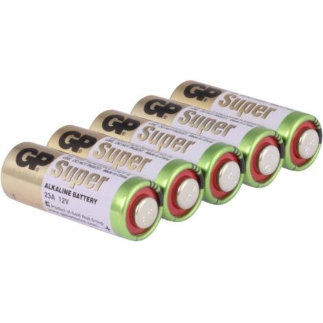 Pile alcaline 23A 12V – Capacité 38 mAh – Compatible télécommandes et capteurs – Lot de 5 piles cylindriques