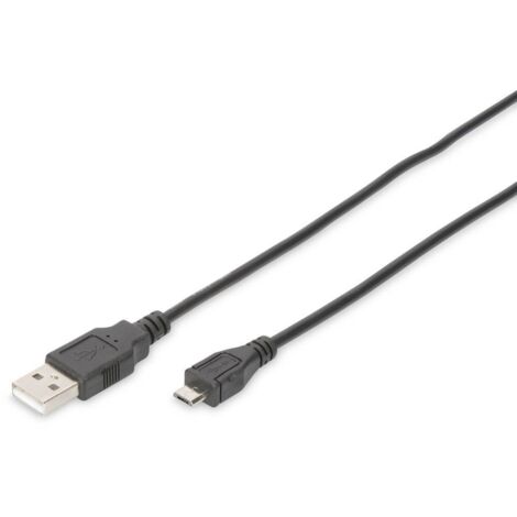 Digitus Câble USB USB 2.0 USB-A mâle, USB-Micro-B mâle 1.80 m noir rond, blindage double DB-300127-018-S S385531 (1/3)