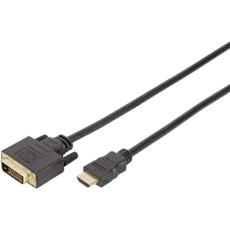 Câble adaptateur Digitus HDMI / DVI Fiche mâle HDMI-A, Fiche mâle DVI-D 18+1 pôles 2.00 m noir DB-33 (1/3)