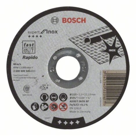 Bosch Accessories AS 60 T Inox BF 2608600545 Disque à tronçonner 115 mm 1 pc(s) acier, acier inoxyda