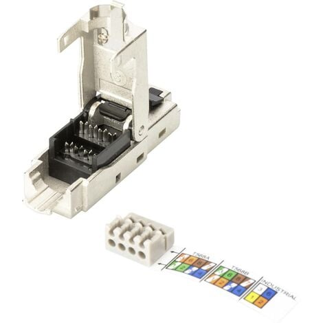 Digitus RJ45 réseau informatique Connecteur CAT 6a, non équipé [1x LSA, autodénudant, connexion rapide - 1x RJ45 mâle, RJ45 mâle 8P8C] argent, a D854391