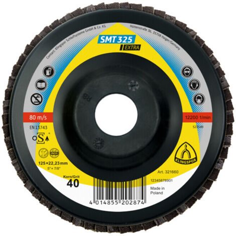 Disque à lamelles Klingspor SMT 325 125 x 22,23 mm grain 40 convexe 10 pièces (1/3)