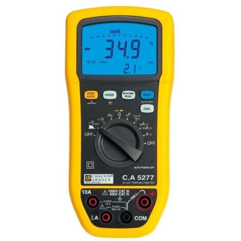 Chauvin Arnoux – Multimètre numérique P01196777 – Mesure TRMS AC+DC jusqu'à 1000V – CAT IV 600V – Double afficheur 6000 points – Indice IP54 (1/5)