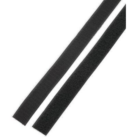 Basetech STD-LH25/1M Bande auto-agrippante à coller partie velours et partie agrippante (L x l) 1000 mm x 25 mm noir 1 paire(s) W35843 (1/2)