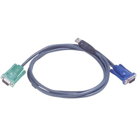 ATEN KVM Câble de raccordement [1x SPHD 15 mâle - 1x VGA mâle, USB 2.0 type A mâle] 5.00 m noir W09267 (1/4)
