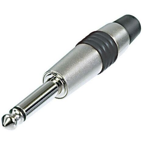 Jack 6.35 mm mâle, droit Rean AV NYS224C-0 Nombre de pôles: 2 mono argent, noir 1 pc(s) D21735 (1/4)