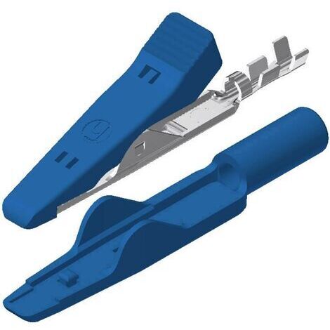 Pince crocodile miniature 8 A bleu SKS Hirschmann 930318102 Plage de serrage max.: 4 mm Longueur: 41.5 mm 1 pc(s) D28505 (1/4)