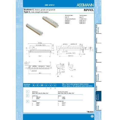 ASSMANN WSW A-CM64ACR Connecteur mâle Nombre total de pôles 64 Nbr de ...