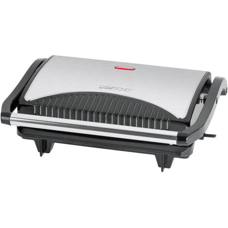 Grill électrique à contact 700W – Acier inoxydable – Surface de cuisson 230 x 145 mm – Poignée froide au toucher – Rangement du cordon – Clatronic - V478891