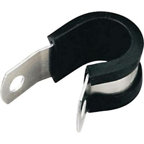HellermannTyton ALU12C Bride de montage 211-15120 Plage de Ø du faisceau 15.90 mm (max) avec profilé de protection en chloroprène argent, noir 1 pc Q007131 (1/5)
