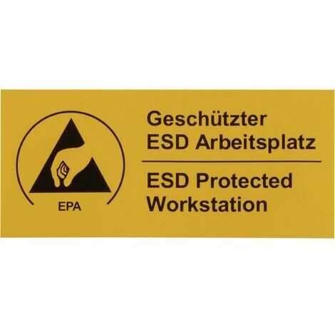 Panneau d'avertissement antistatique (ESD) Wolfgang Warmbier 2850.4090.DE jaune, noir (L x l) 90 mm x 40 mm autocollant 1 pc(s) Y242001 (1/4)