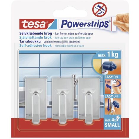 Crochet petit et classique tesa Powerstrip® tesa 57540-00012-20 chrome 3 pc(s) Y445731 (1/3)