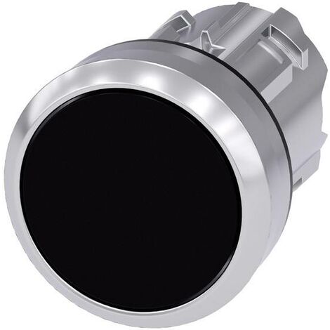Siemens 3SU10500AB100AA0 3SU1050-0AB10-0AA0 Bouton-poussoir collerette métal, finition brillante, actionneur plat noir (1/2)