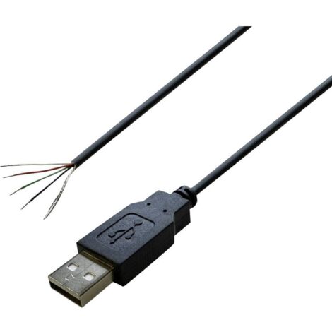 Câble confectionné USB A mâle 2.0 avec extrémités ouvertes BKL Electronic 10080109 mâle, droit 1.80 (1/2)