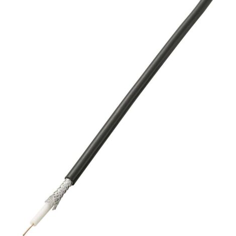 Tru Components – Câble coaxial RG58 75 Ω 52 dB noir 10 m – Conducteur intérieur flexible pour antenne TV et satellite – Préemballé