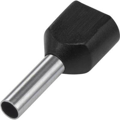 Embout double d'extrémité de câble TRU COMPONENTS TE15-08BK 1.5 mm² x 8 mm partiellement isolé noir 100 pc(s) S497731