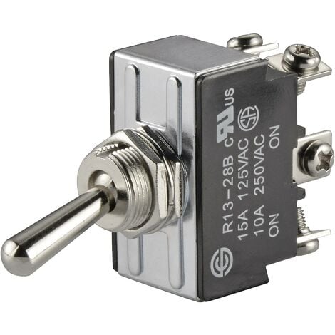 TRU COMPONENTS 1587676 TC-R13-28B-06 Interrupteur à levier 250 V/AC 10 A 2 x On/On à accrochage 1 pc(s)