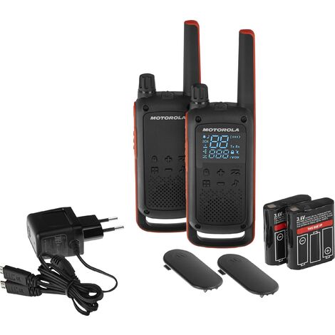 Talkie-walkie PMR 16 canaux – Portée jusqu’à 10 km – Autonomie 18h – Protection IPX2 – Éclairage LED intégré – Lot de 2 – Motorola