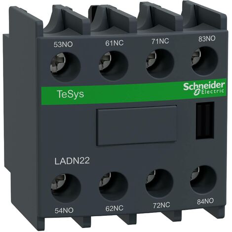 Schneider Electric – Bloc de contacts auxiliaires 2 NO – 2 NF – 10A/690V AC – Montage frontal clip-on – Pour contacteurs LC1D et LC1F (1/10)