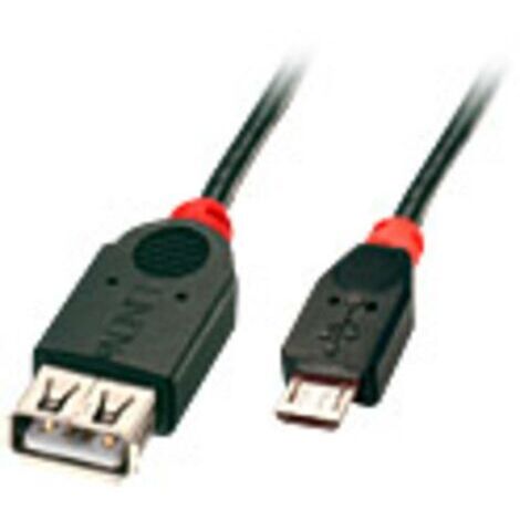 LINDY Câble USB USB 2.0 USB-Micro-B mâle, USB-A femelle 1.00 m noir avec fonction OTG 31936 R981211 (1/4)