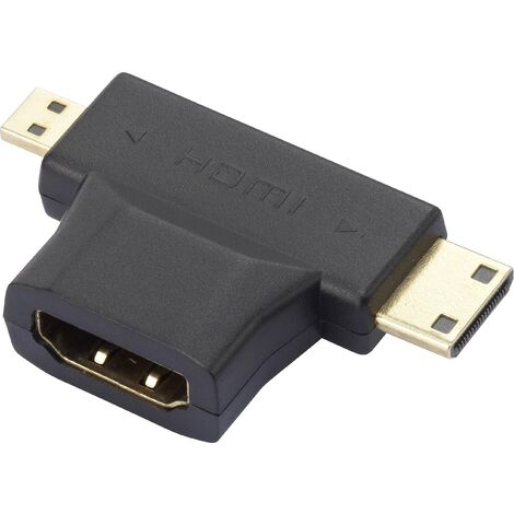 SpeaKa Professional SP-7870584 HDMI Adaptateur Y [1x HDMI mâle C mini, HDMI mâle D Micro - 1x HDMI femelle] noir contacts dorés R848181 (1/3)