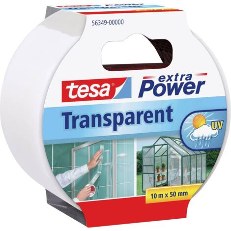 Tesa – Ruban adhésif transparent 10 m x 50 mm – Résistant aux UV et à l'eau – Pour réparations verre et plastique – Adhérence sur surfaces lisses et rugueuses
