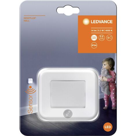 Veilleuse LED avec détecteur de mouvement LEDVANCE NIGHTLUX® Hall L 4058075260658 carré LED blanc neutre blanc Q119952