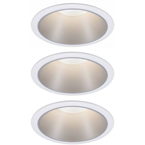 Paulmann 93410 Cole Coin Spot encastrable jeu de 3 LED 6 W blanc, argent