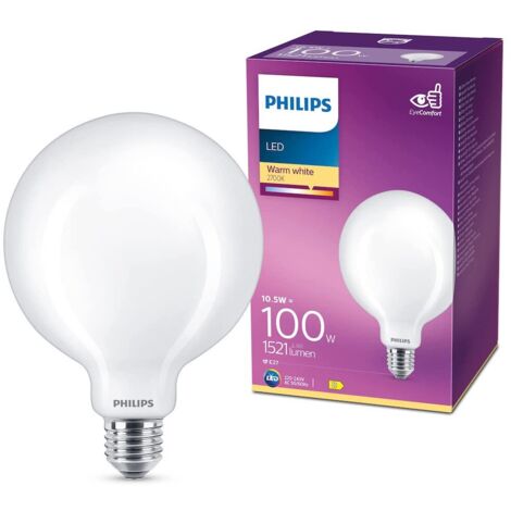 Philips – Ampoule LED E27 10.5W blanc chaud 2700K – 1521 lumens – Durée de vie 15000h – Verre mat – Non dimmable (1/6)