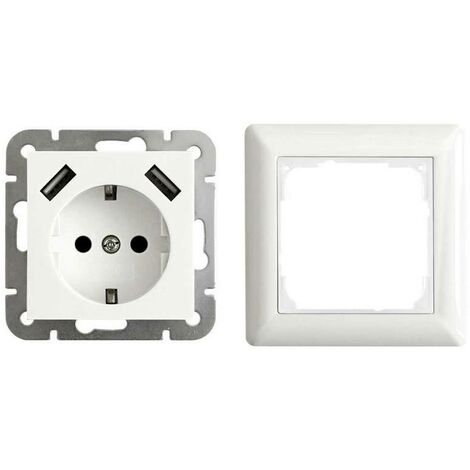 LEDmaxx 106648 simple Prise de courant encastrable avec USB, sécurité enfants blanc C080931