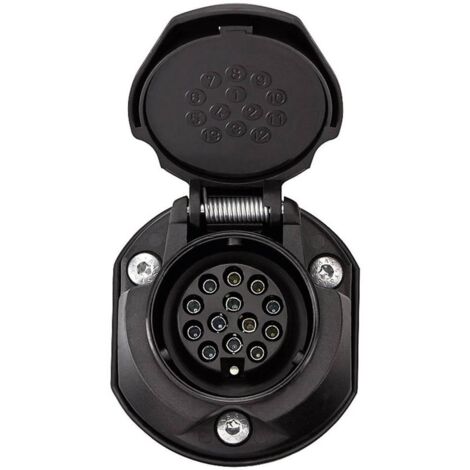 Prise femelle remorque 30135 – 13 pôles – plastique ABS incassable – 12V – désactivation feux arrière antibrouillard – conforme DIN/ISO 11446 – Secorüt (1/7)