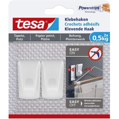 tesa tesa crochet adhésif papier peint & plâtre - crochet auto-adhésif - Ideal pour la fixation de g (1/5)
