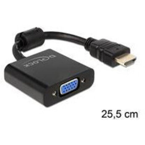 Delock 65512 HDMI / VGA Adaptateur [1x HDMI mâle - 1x SUB-D femelle 15 pôles] noir 0.25 m (1/2)