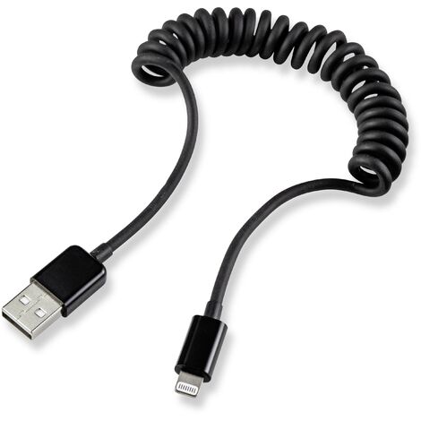 Renkforce Câble USB USB 2.0 USB-A mâle, Connecteur Lightning 0.95 m noir câble spiralé RF4087422 Y851411