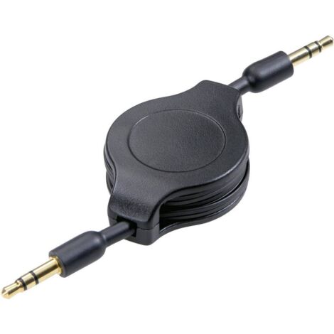 Câble de raccordement SpeaKa Professional SP-7869796 Jack audio [1x Jack mâle 3.5 mm - 1x Jack mâle 3.5 mm] 1.10 m noir avec enrouleur, contacts do R841101 (1/3)
