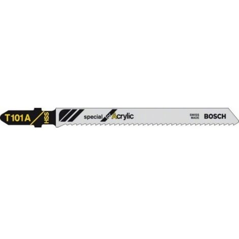 Bosch – Lame de scie sauteuse T 101 A pour Plexiglas et polycarbonate 100 mm – Lot de 5 – Pas 2 mm – 2608631010